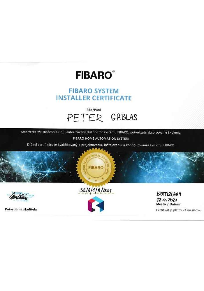 fibaro certificate